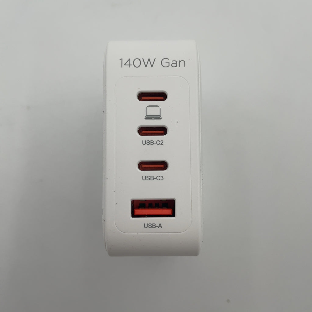 Ihome 140W Gan Charger, 3 Usb-C Power Delivery Ports & 1 Usb-A, 4-Port Compact Wall Charger For Laptop, White
