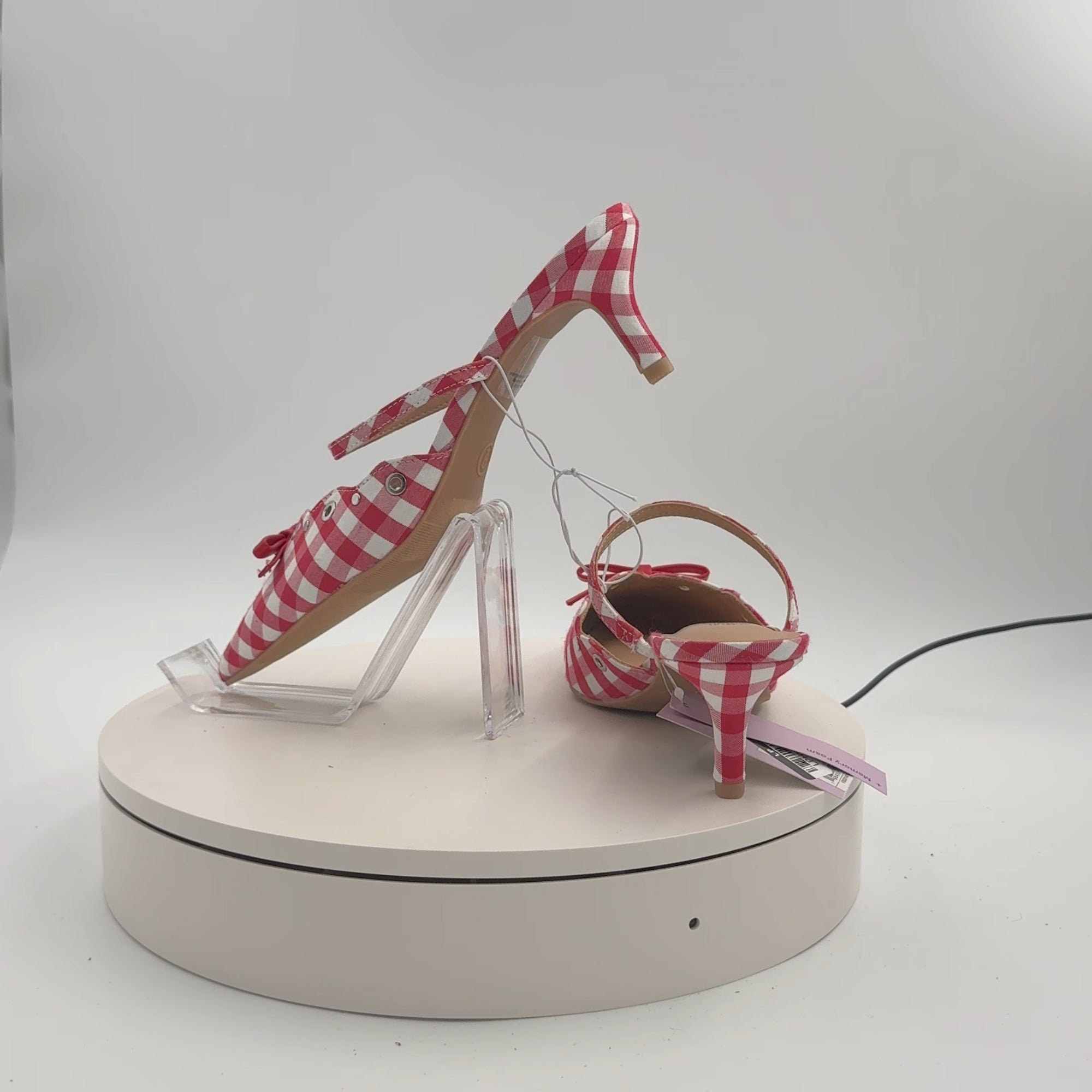 Women's Lysandra Gingham Eyelet Kitten Heels - Wild Fable Red 9: Slip-On Pumps, Pointed Toe, 2" Louis Heel, Textured Outsole