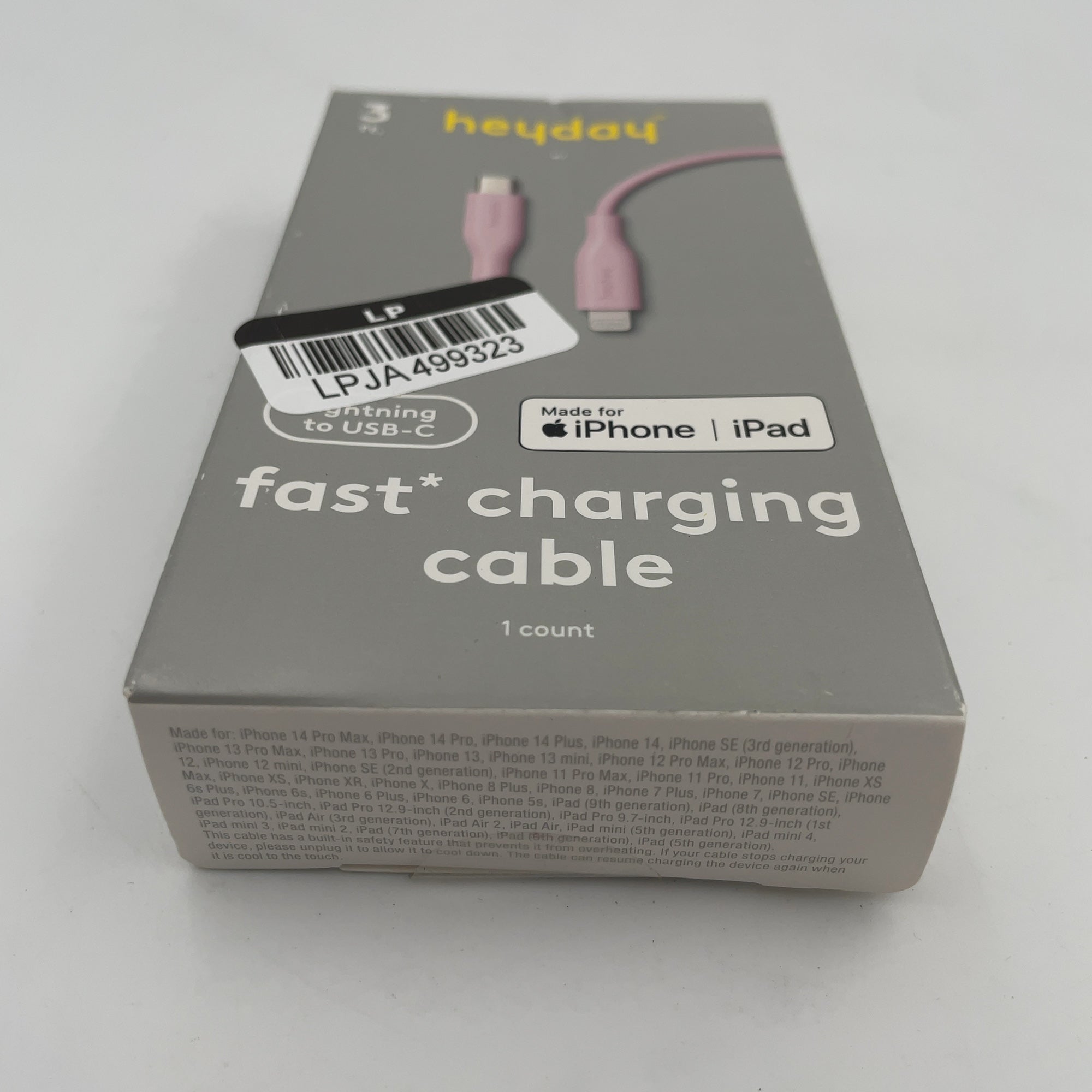 3' Lightning To Usb-C Round Cable- Heyday Light Pink: Male-To-Female Connectors