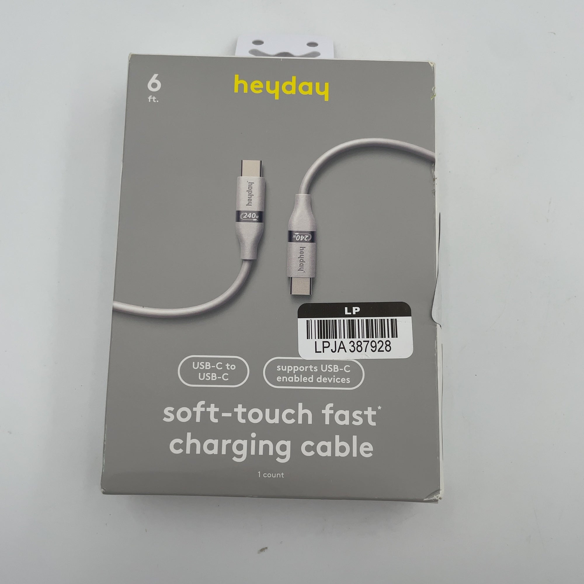6' USB-C to USB-C Fast Charging Silicone Cable - heyday White Clay: Male-to-Male Connection