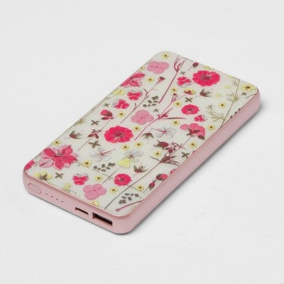 10000Mah Power Bank - Heyday Multi Floral: Dual Device Charging, Usb Cable Included