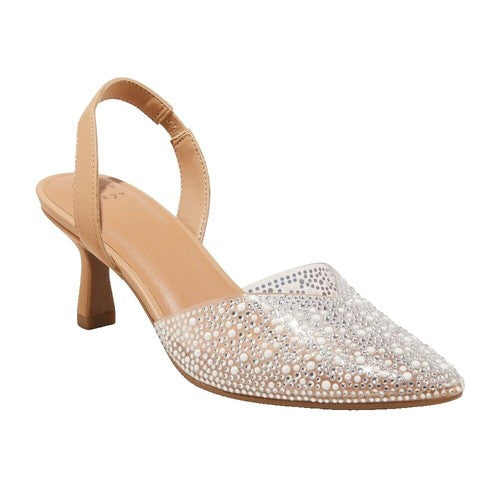 Women's Isabel Embellished Slingback Kitten Heels - A New Day Clear 11: Pointed Toe, Medium Width - Used Good U001
